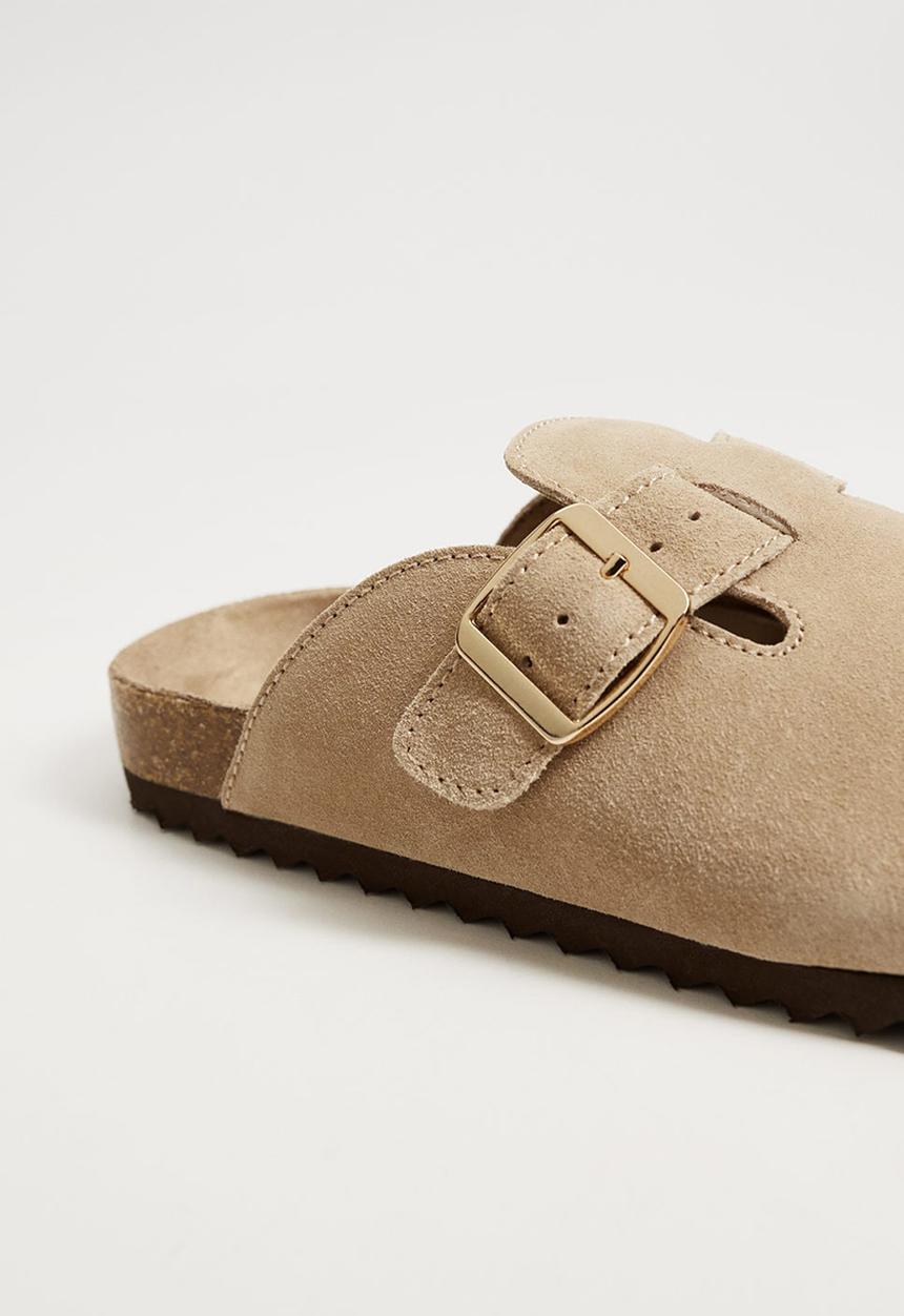 MANGO - Home1 leather mule - light beige