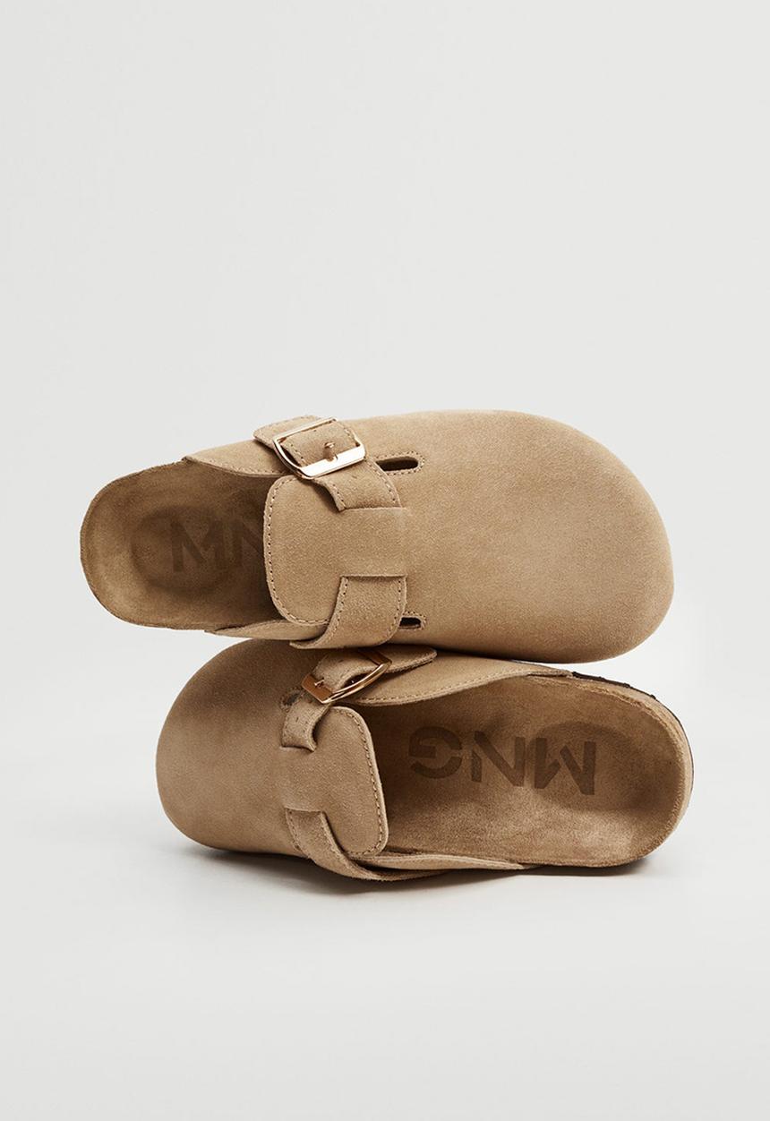 MANGO - Home1 leather mule - light beige