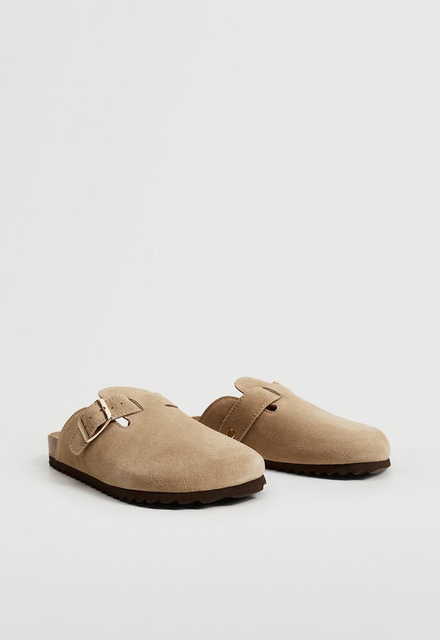 MANGO - Home1 leather mule - light beige