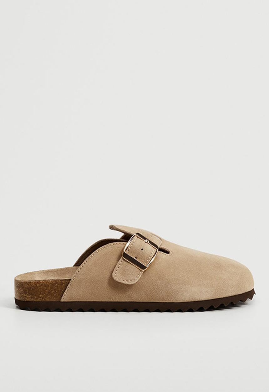 MANGO - Home1 leather mule - light beige