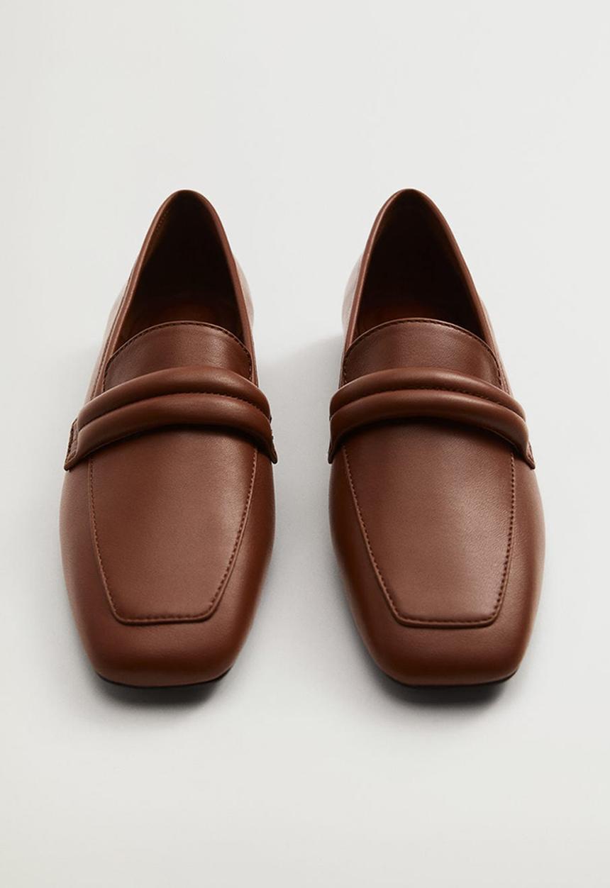 MANGO - Barca leather loafer - brown