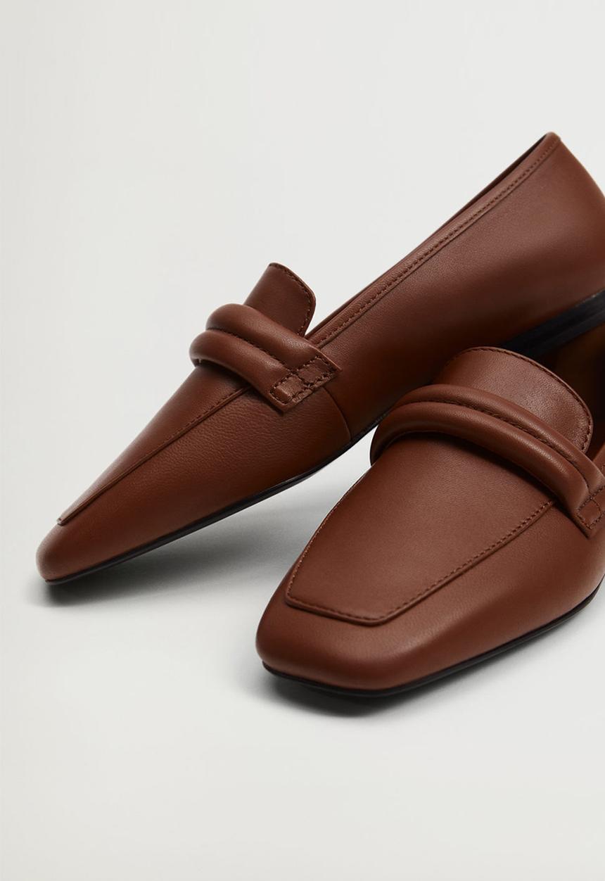MANGO - Barca leather loafer - brown