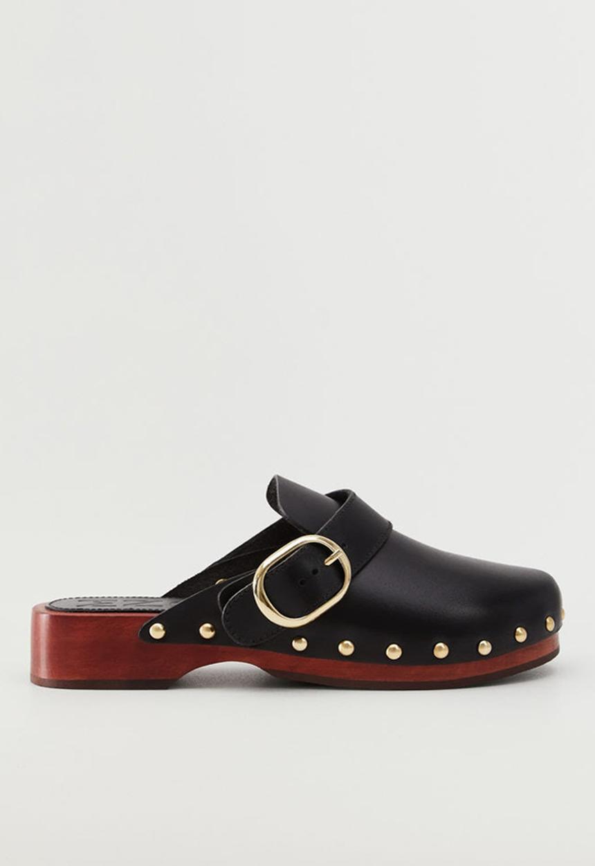 MANGO - Menor leather clog - black