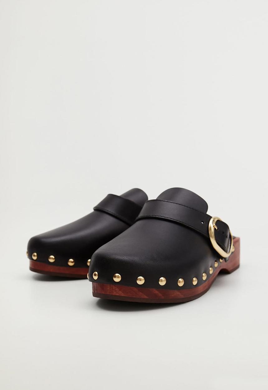 MANGO - Menor leather clog - black