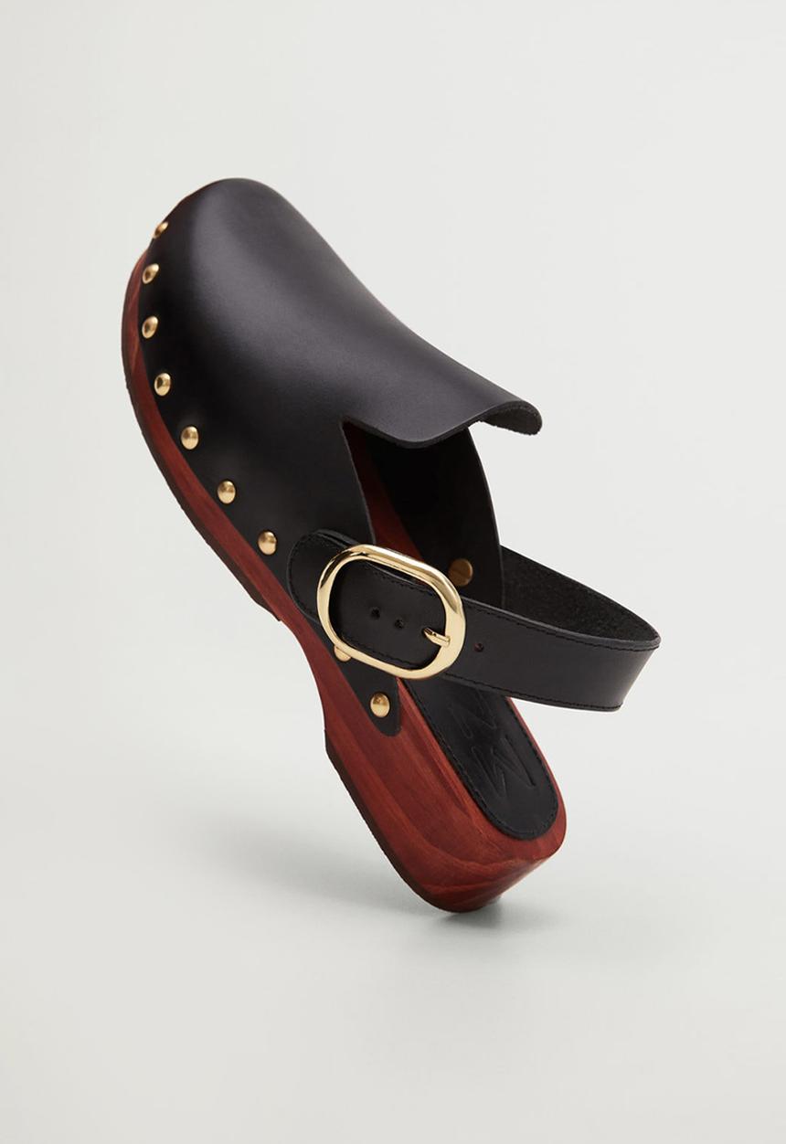 MANGO - Menor leather clog - black