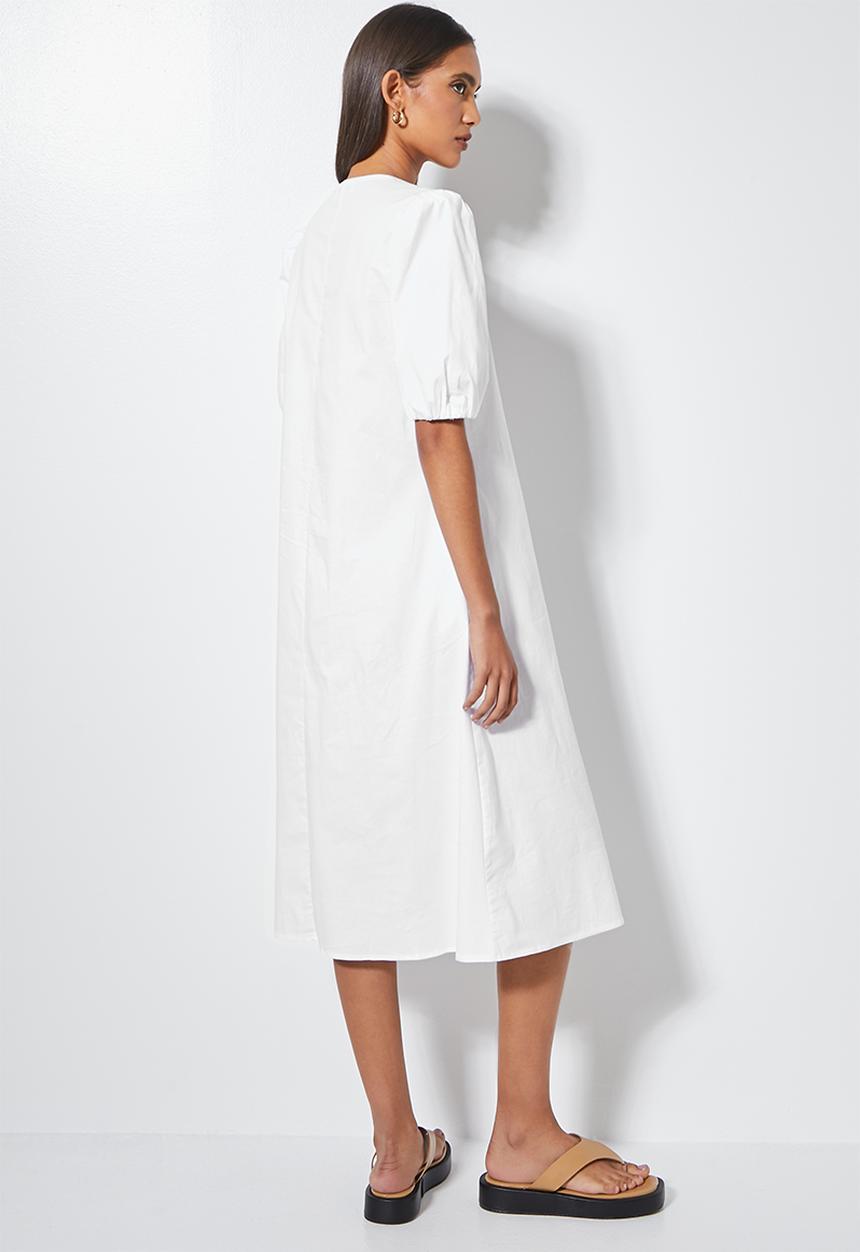 Superbalist - V-neck poplin trapeze - white