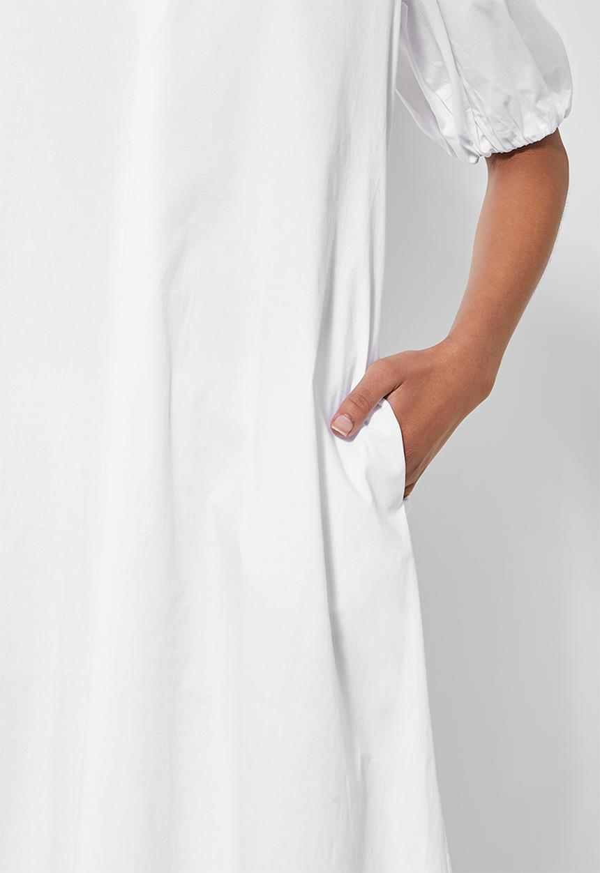 Superbalist - V-neck poplin trapeze - white