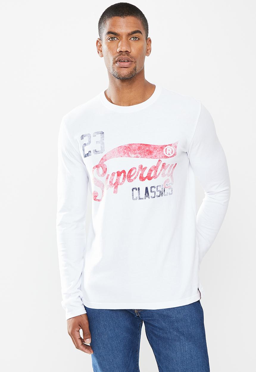 Superdry. - Collegiate graphic long sleeve top - brilliant white