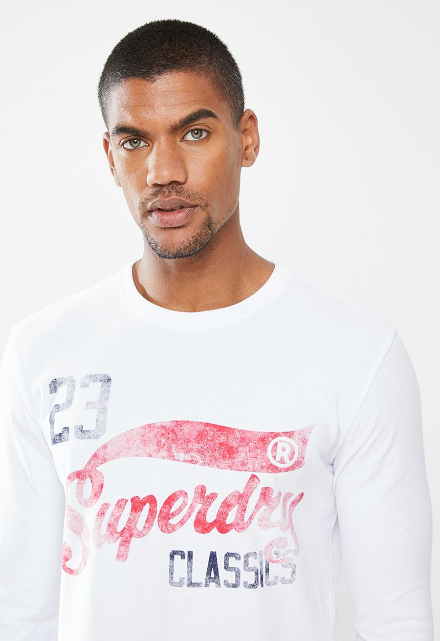 Superdry. - Collegiate graphic long sleeve top - brilliant white