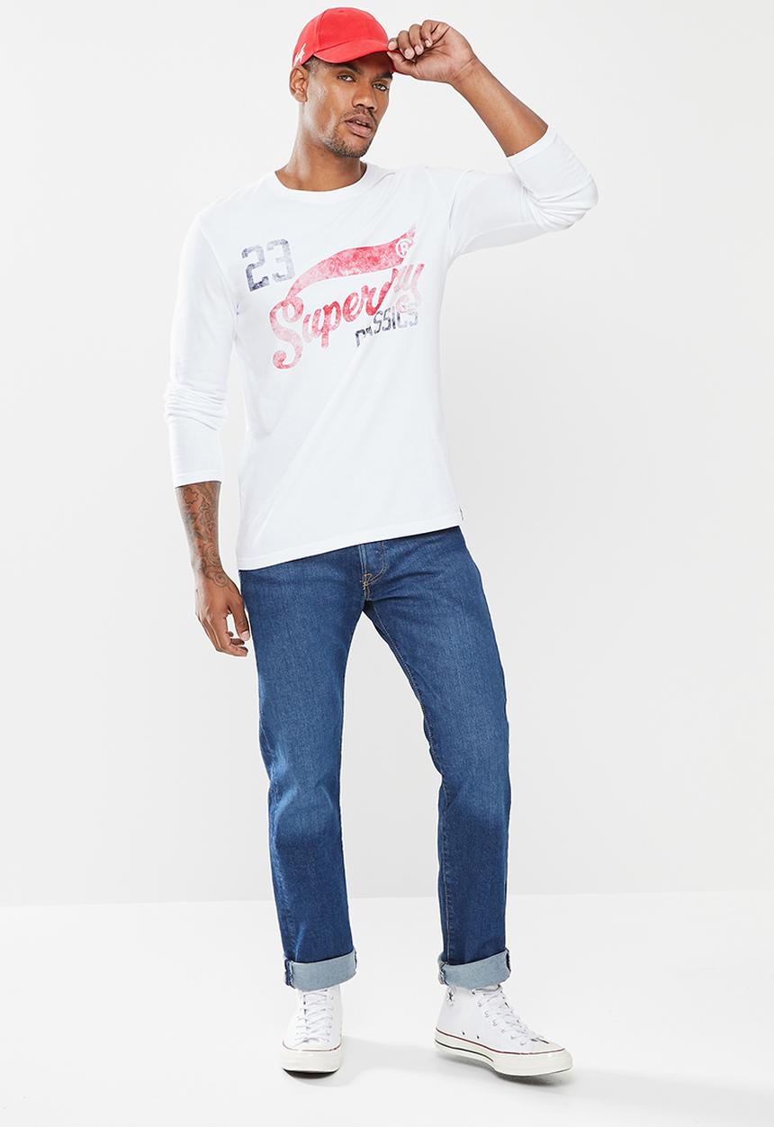 Superdry. - Collegiate graphic long sleeve top - brilliant white