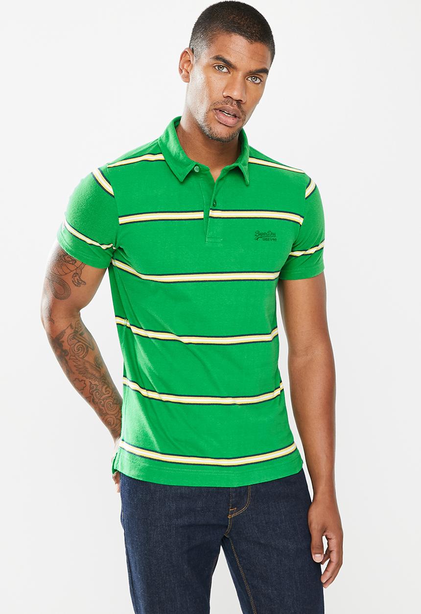 Superdry. - Academy stripe polo - varsity green stripe