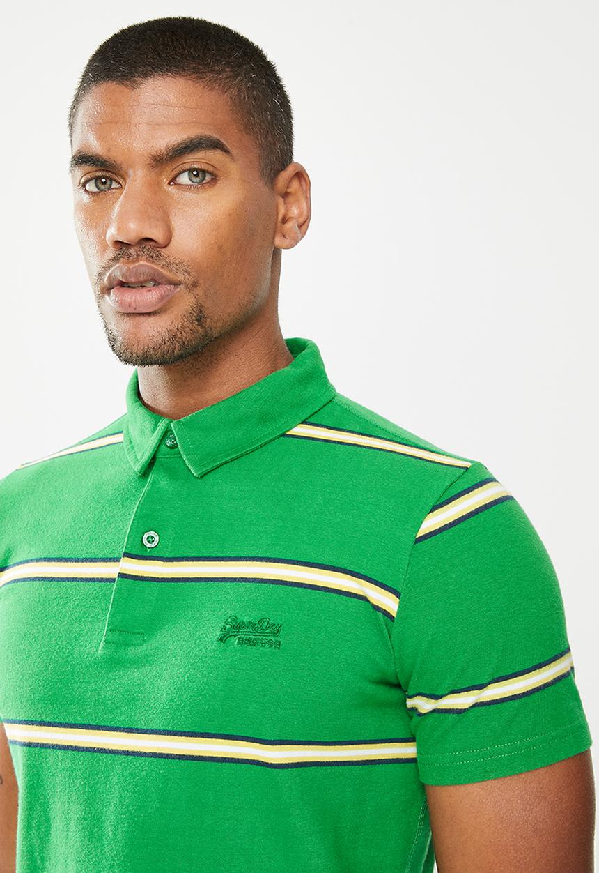 Superdry. - Academy stripe polo - varsity green stripe