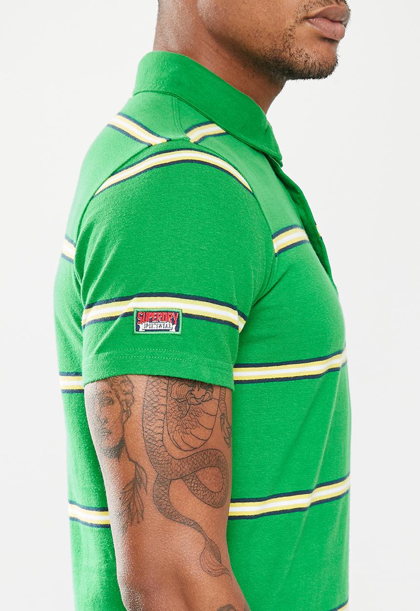 Superdry. - Academy stripe polo - varsity green stripe