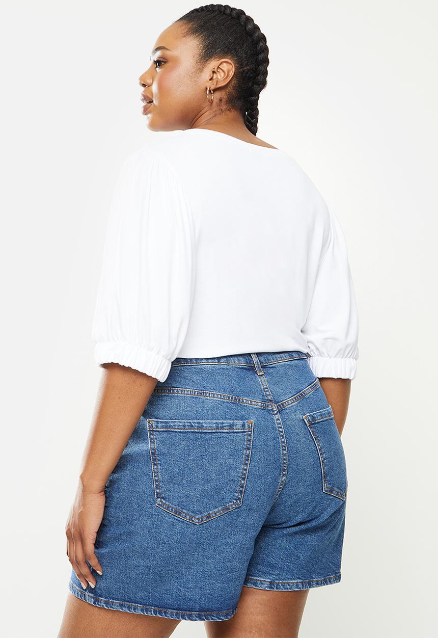 Me&B - Plus basic puff sleeve tee - white