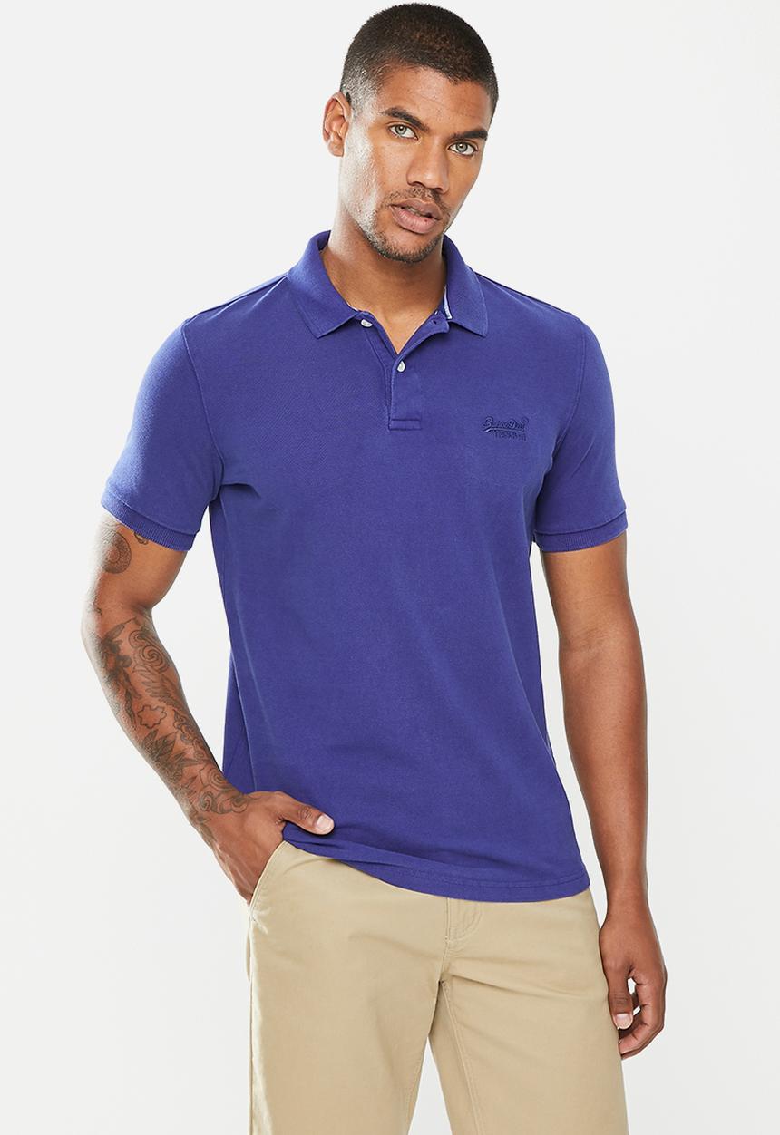 Superdry. - Vintage destroy short sleeve polo - navy