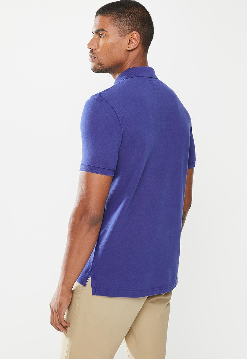 Superdry. - Vintage destroy short sleeve polo - navy