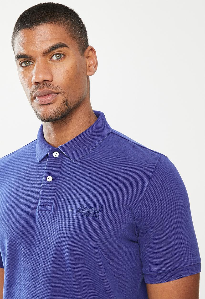 Superdry. - Vintage destroy short sleeve polo - navy