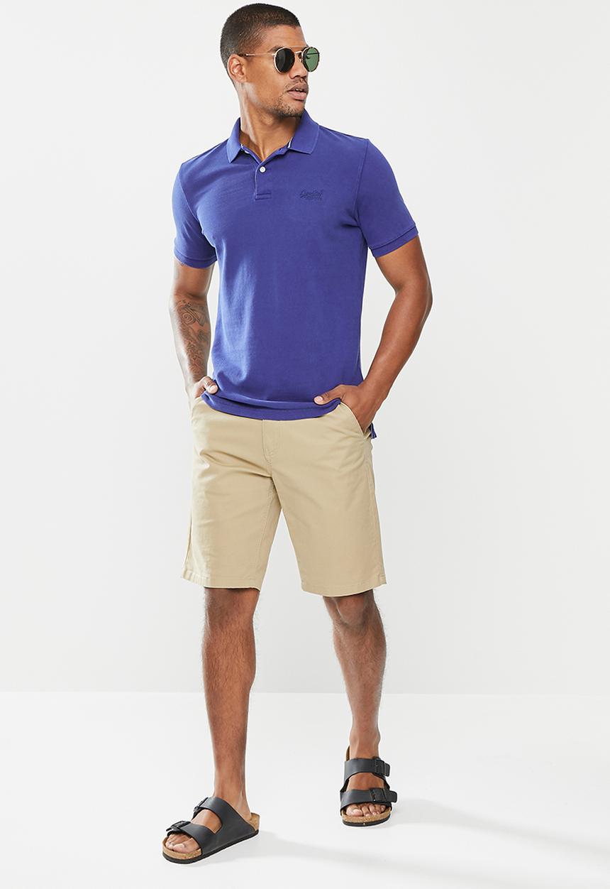 Superdry. - Vintage destroy short sleeve polo - navy