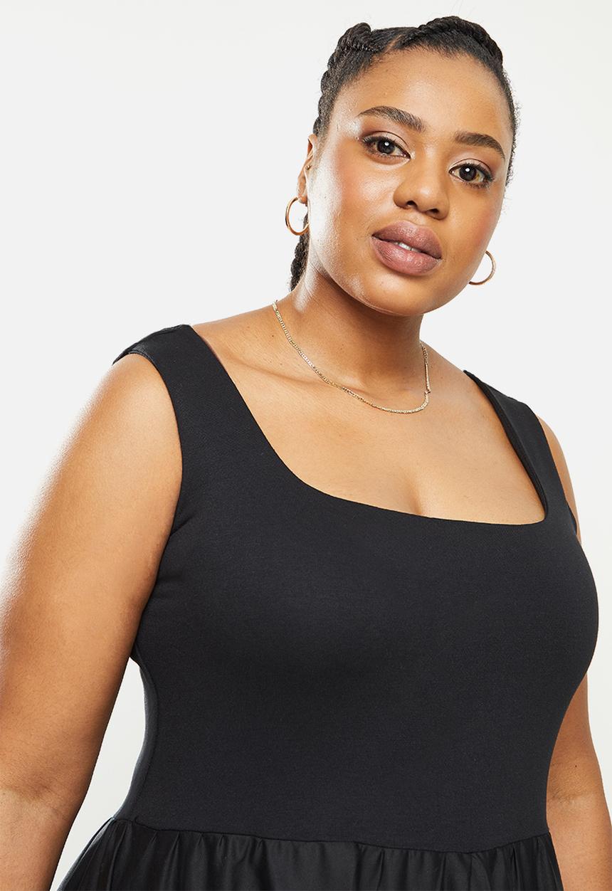 Me&B - Plus combo dress - black