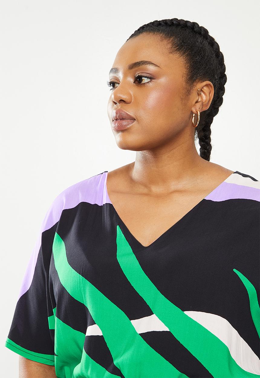 Me&B - Plus cropped wideleg jumpsuit - multi 