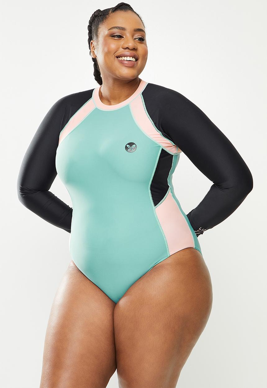 Lizzy - Plus kenna long sleeve full body rashie - multi