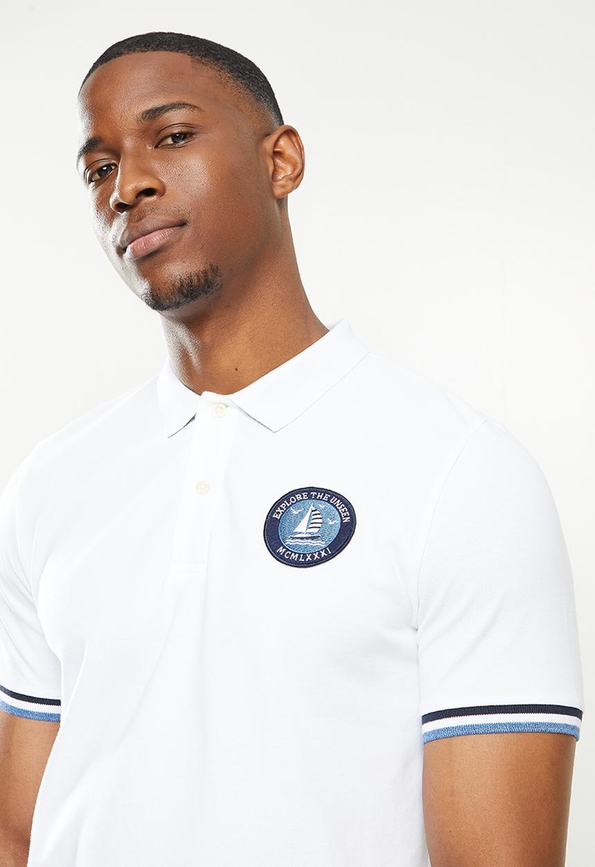 Giordano - 3d lion embroidered golfer - white