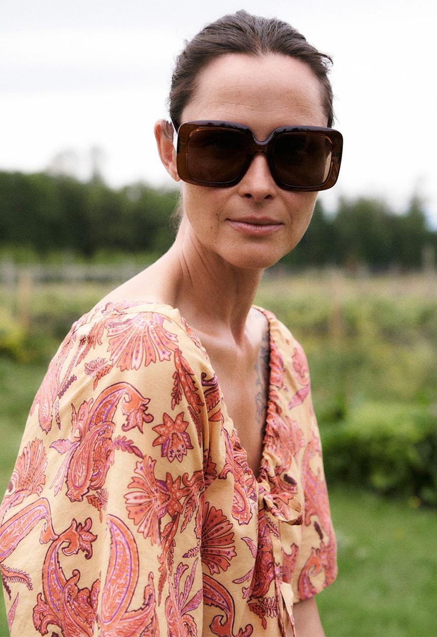 MANGO - Clear frame sunglasses - brown