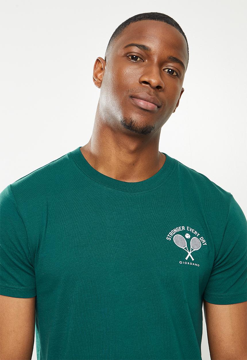 Giordano - Crew neck printed tee - deep teal