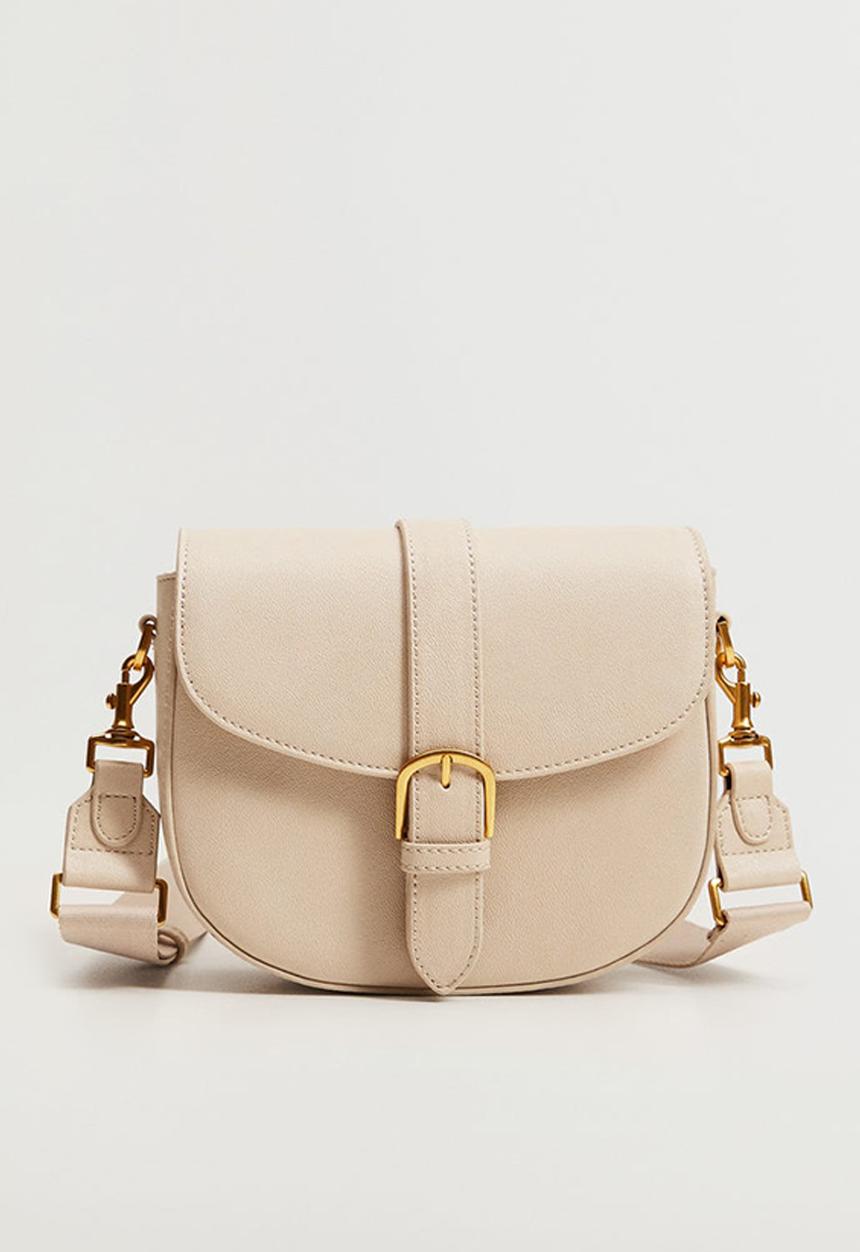 MANGO - Buckled flap bag - off white