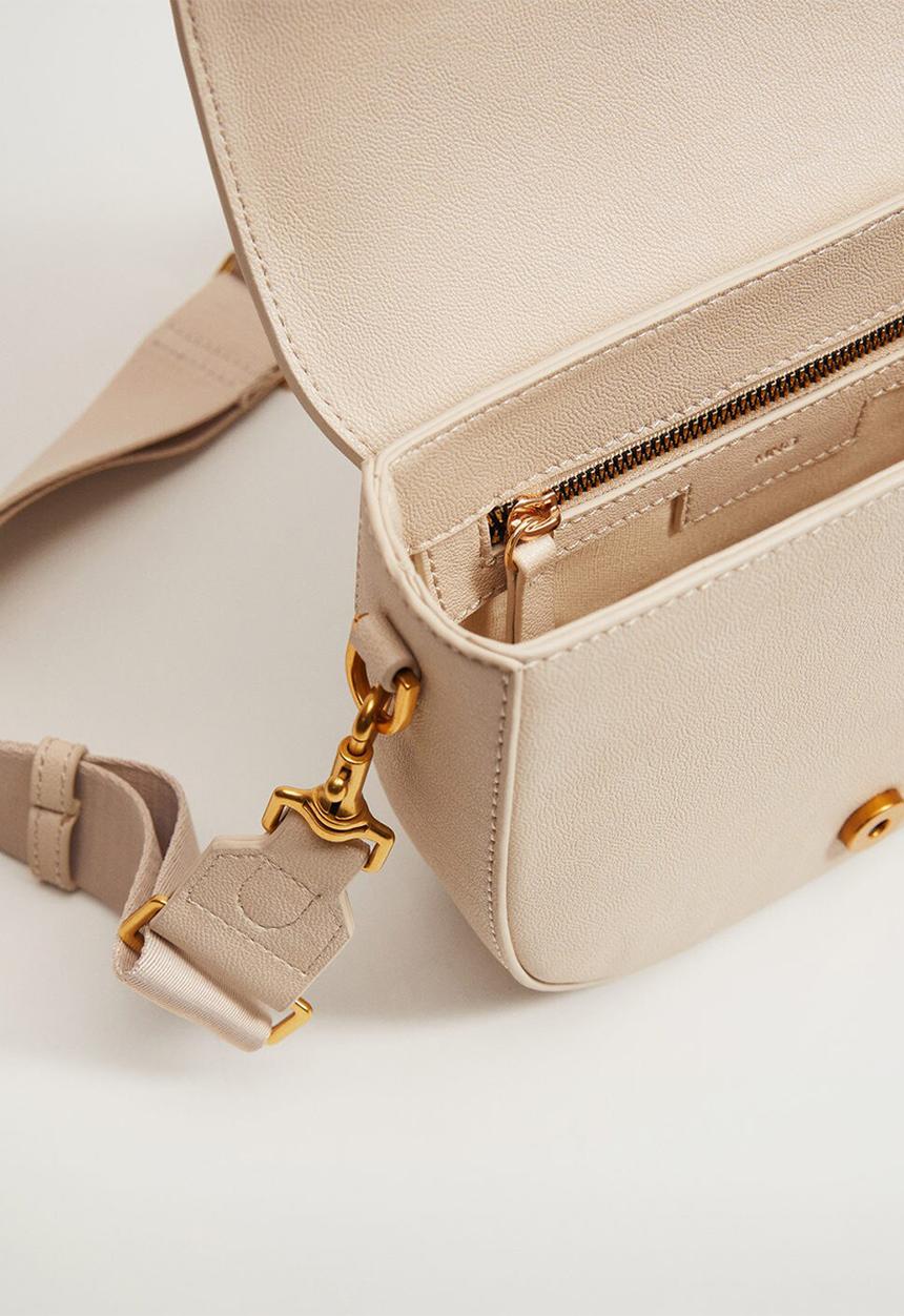 MANGO - Buckled flap bag - off white