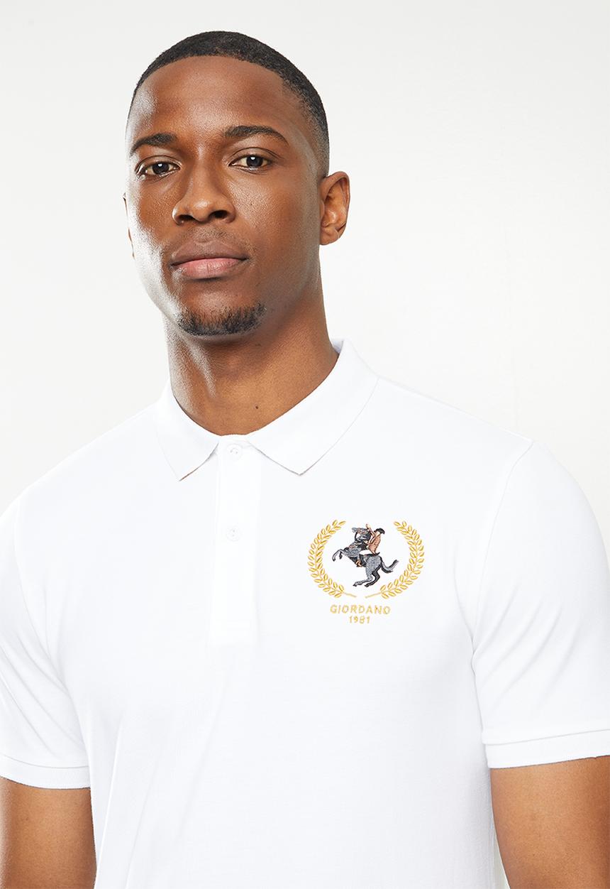 Giordano - Napoloen embroidered golfer - white
