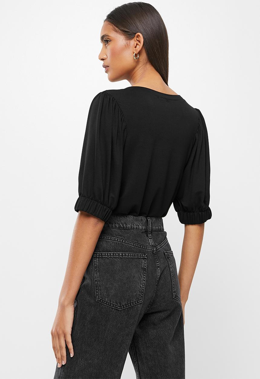 Me&B - Basic puff sleeve tee - black