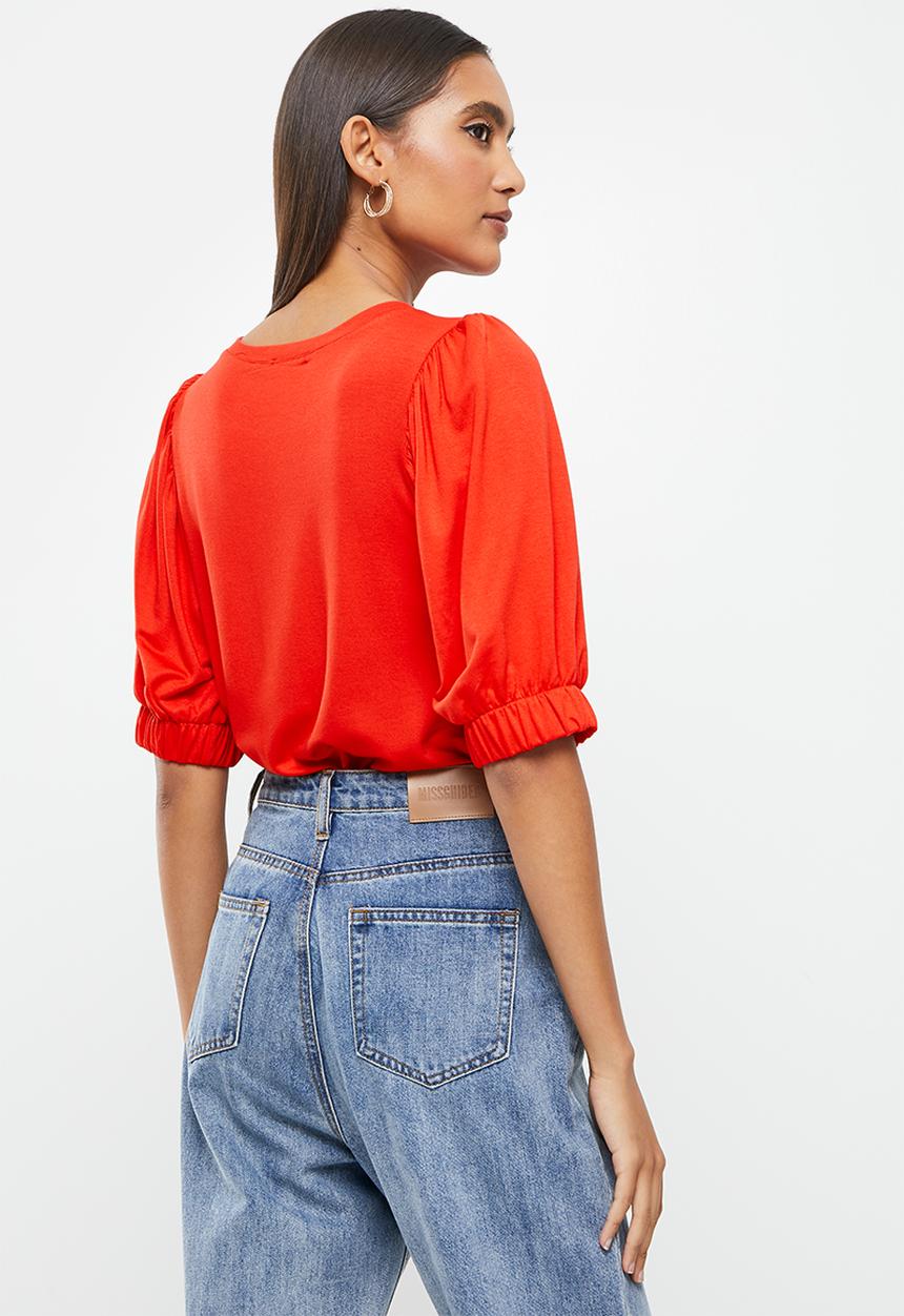 Me&B - Basic puff sleeve tee - red
