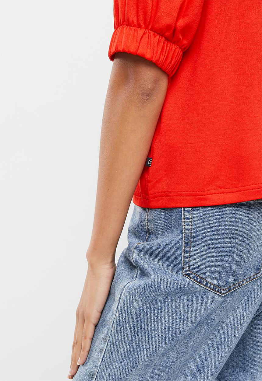 Me&B - Basic puff sleeve tee - red