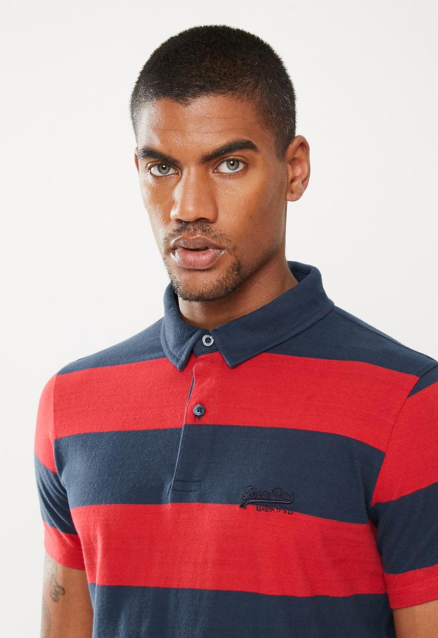 Superdry. - Academy stripe polo - varsity hoop stripe red