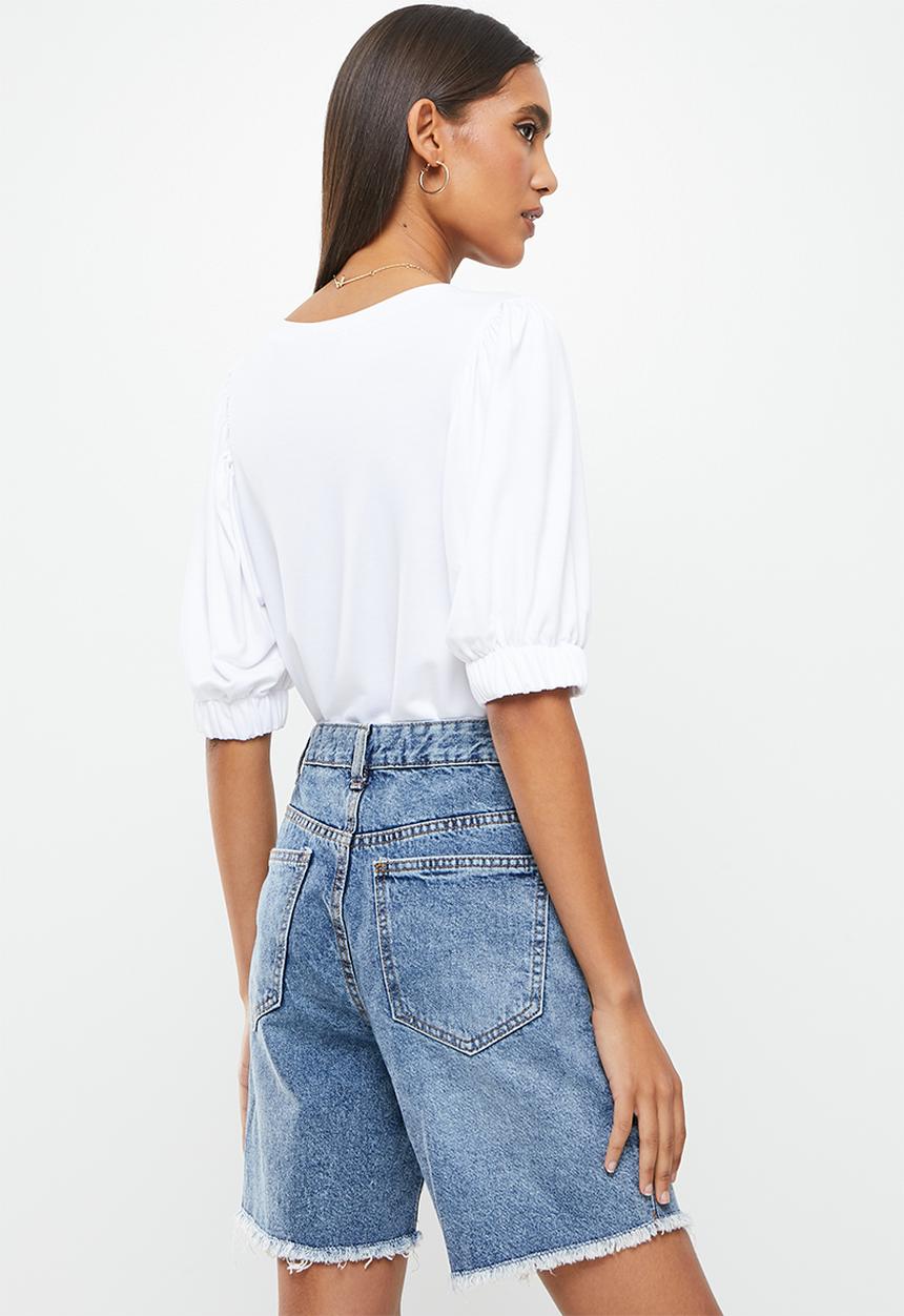 Me&B - Basic puff sleeve tee - white