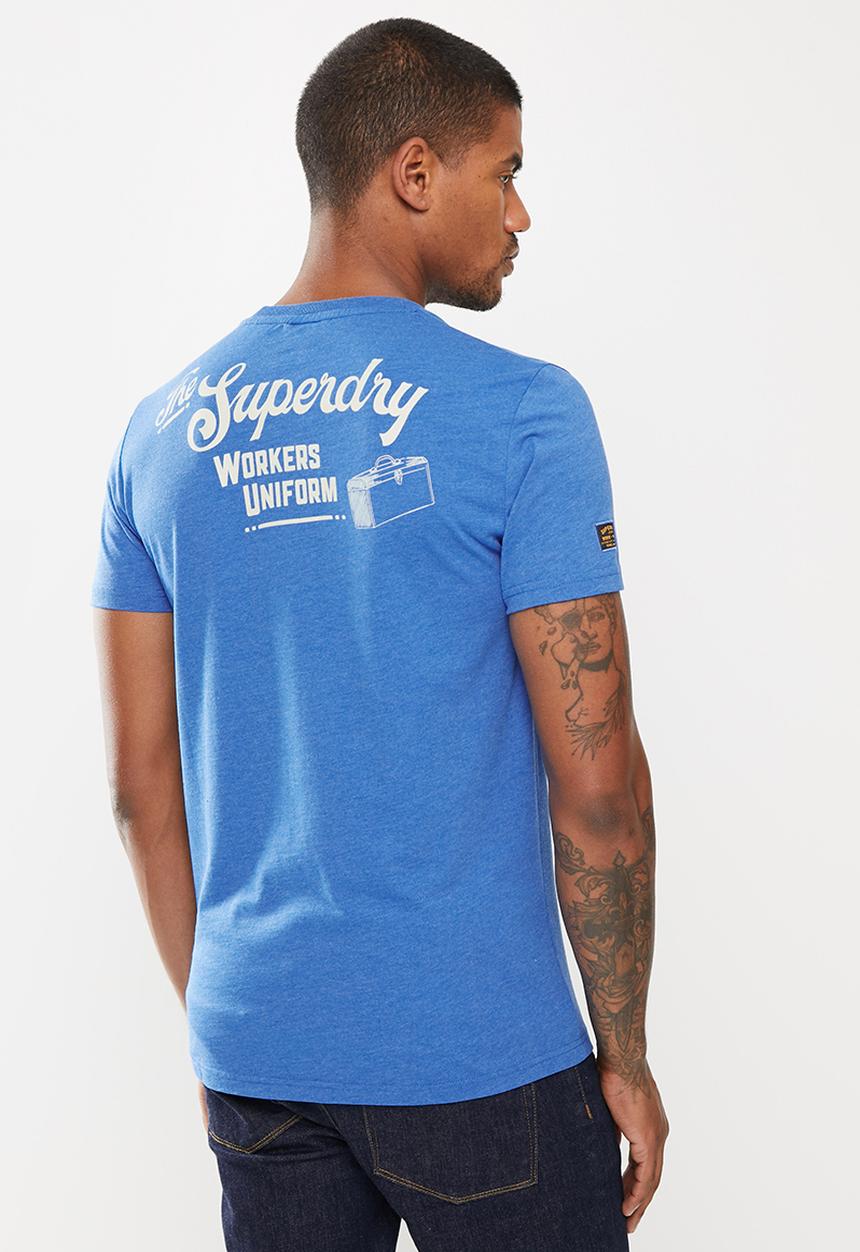 Superdry. - Short sleeve workwear graphic tee - blue bottle marl