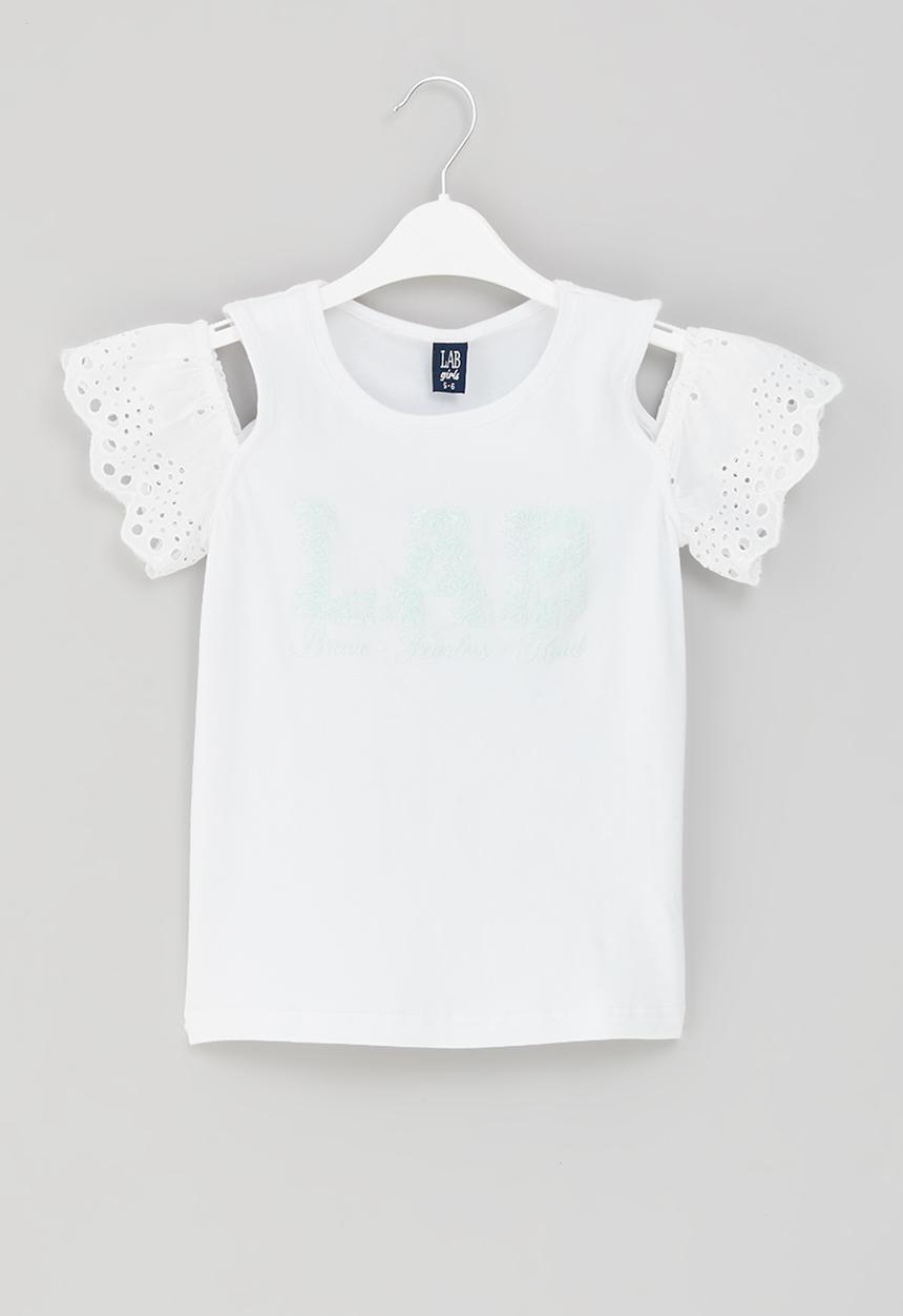 LAB - Girls off-should anglaise top - white