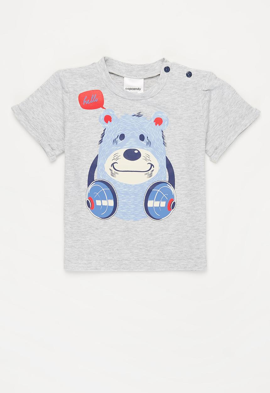 Pop Candy - Baby boys bear tee - grey