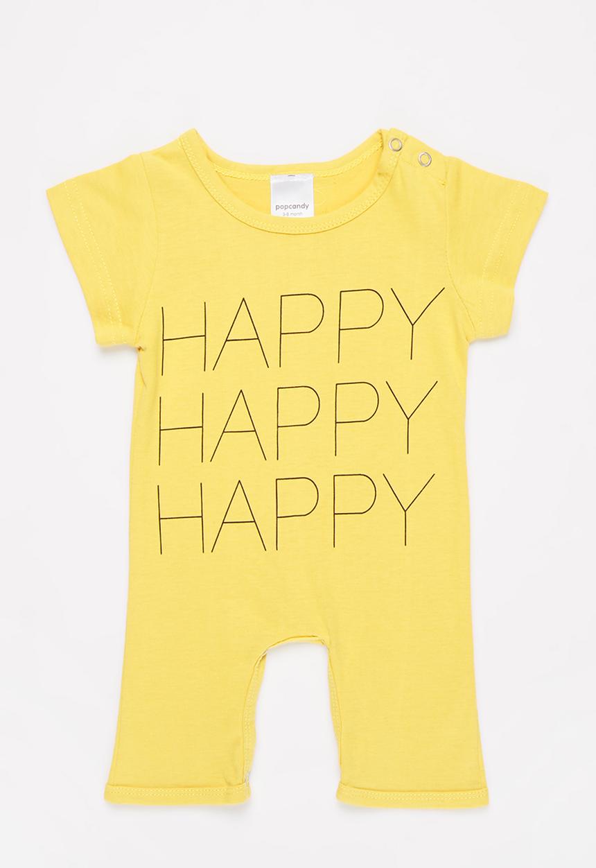 Pop Candy - Baby boys happy romper - yellow
