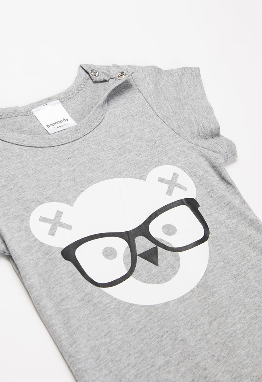 Pop Candy - Baby boys bear romper - grey