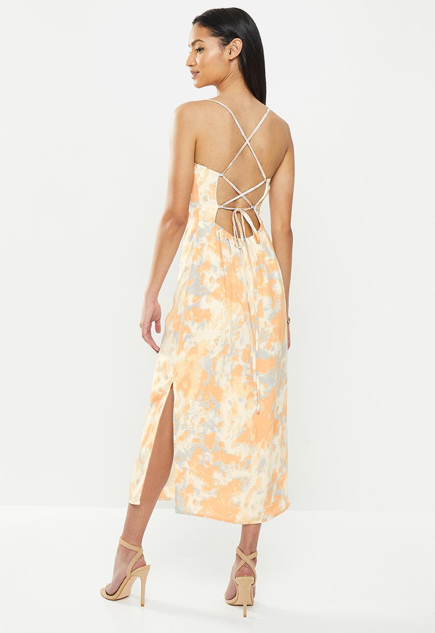 Missguided - Petite tie back cowl midaxi dress - white