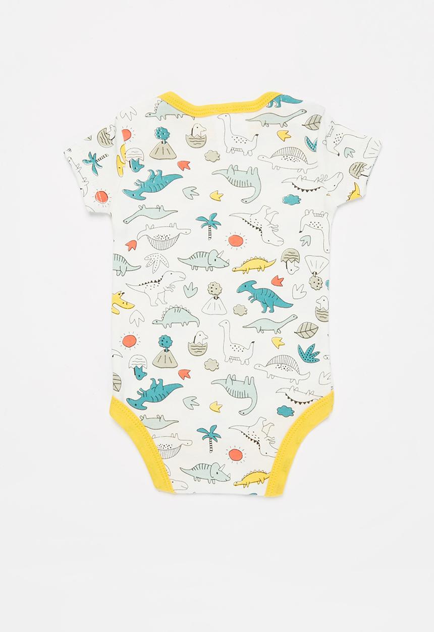 Pop Candy - Baby boys 3 pack animal bodyvests - yellow & grey