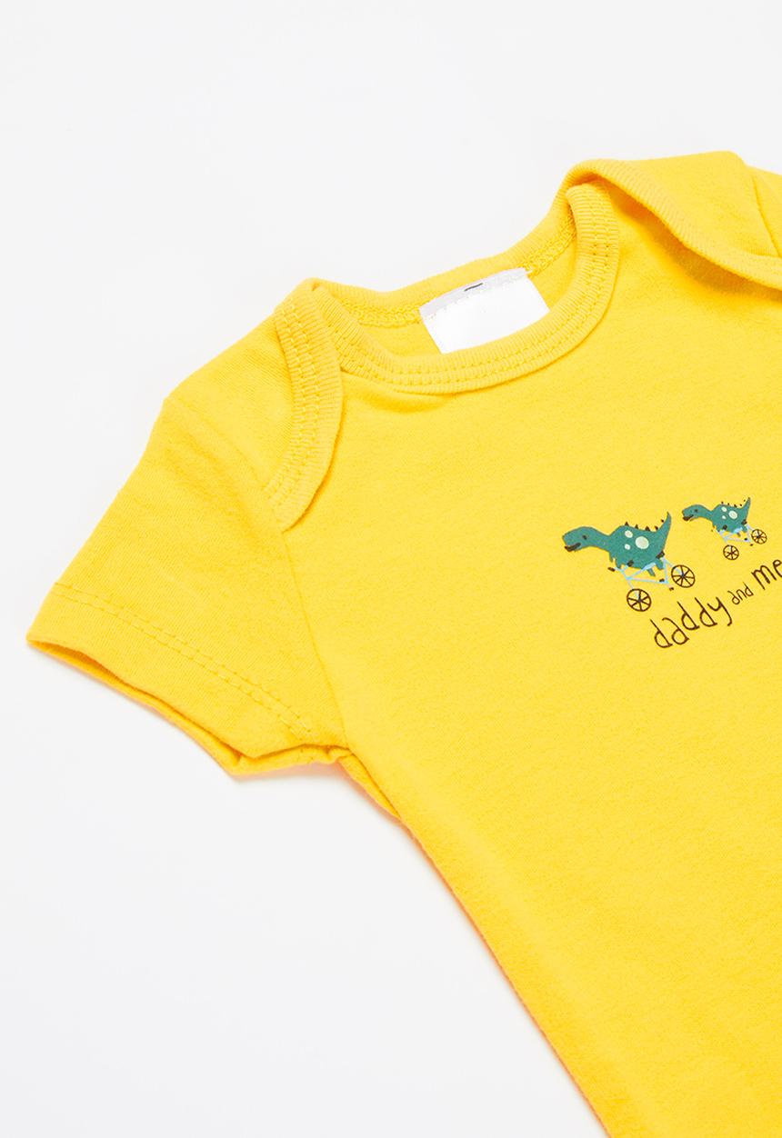Pop Candy - Baby boys 3 pack animal bodyvests - yellow & grey
