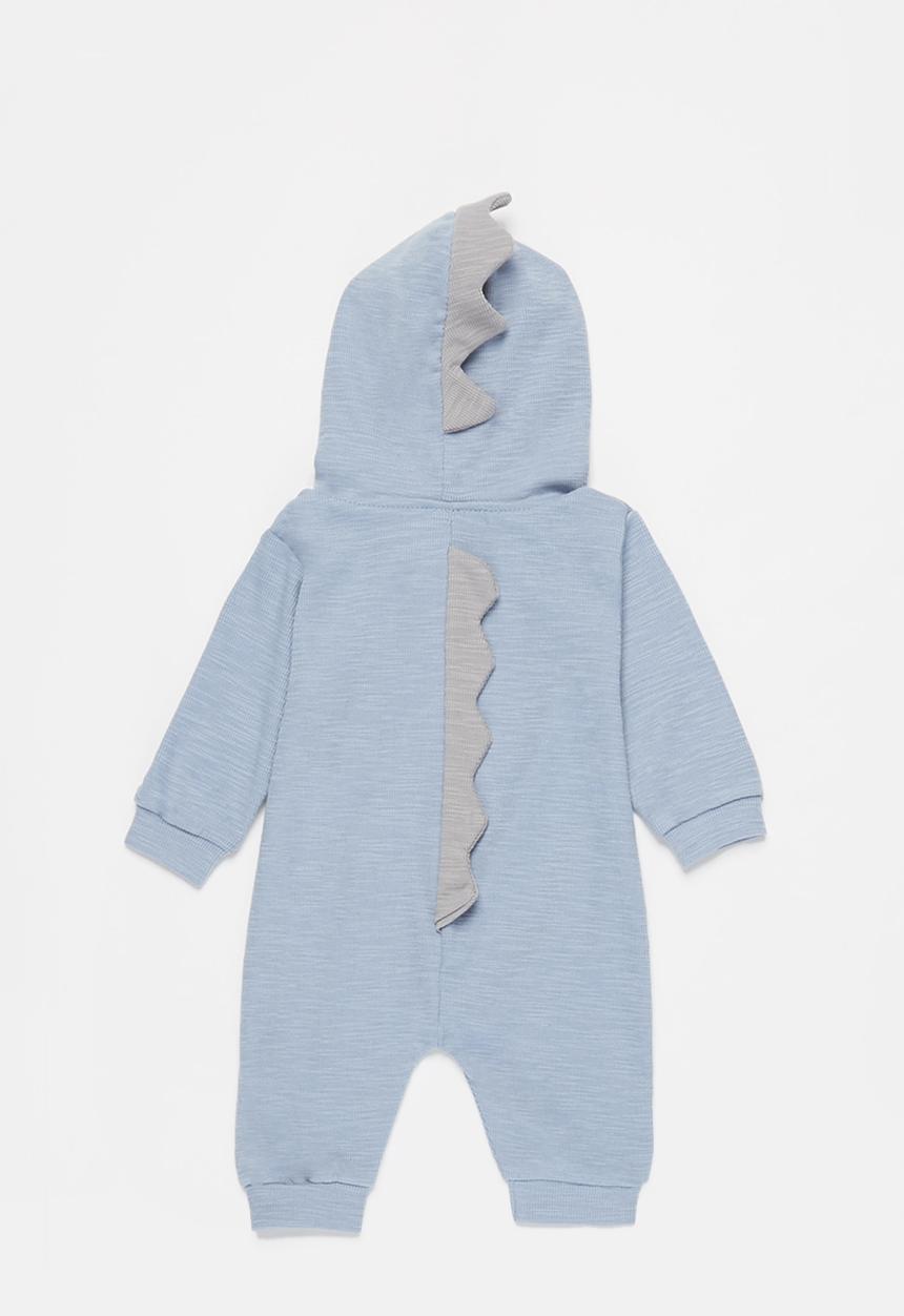 Pop Candy - Baby boys hooded dino romper - blue