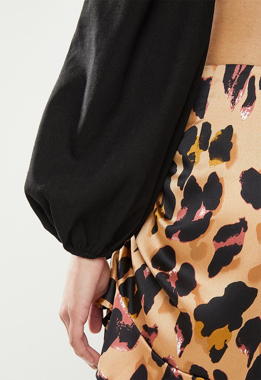 Missguided - Petite linen look crop top co-ord - black