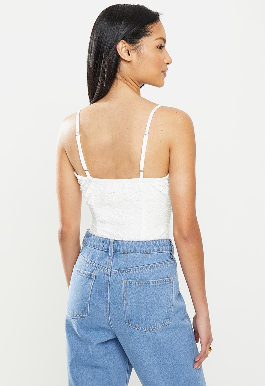Glamorous - Petite lace bodysuit - white