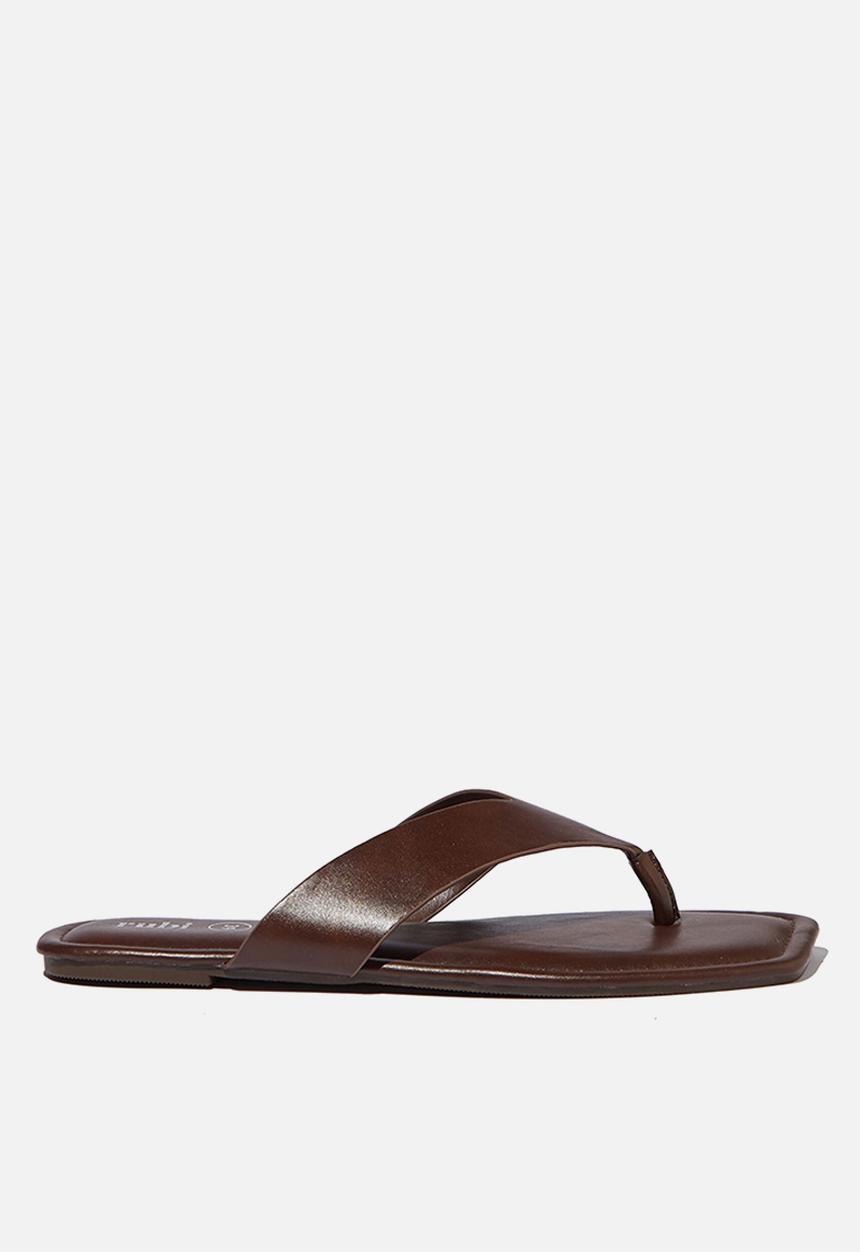 Cotton On - Everyday molly toe post sandal - chocolate pu