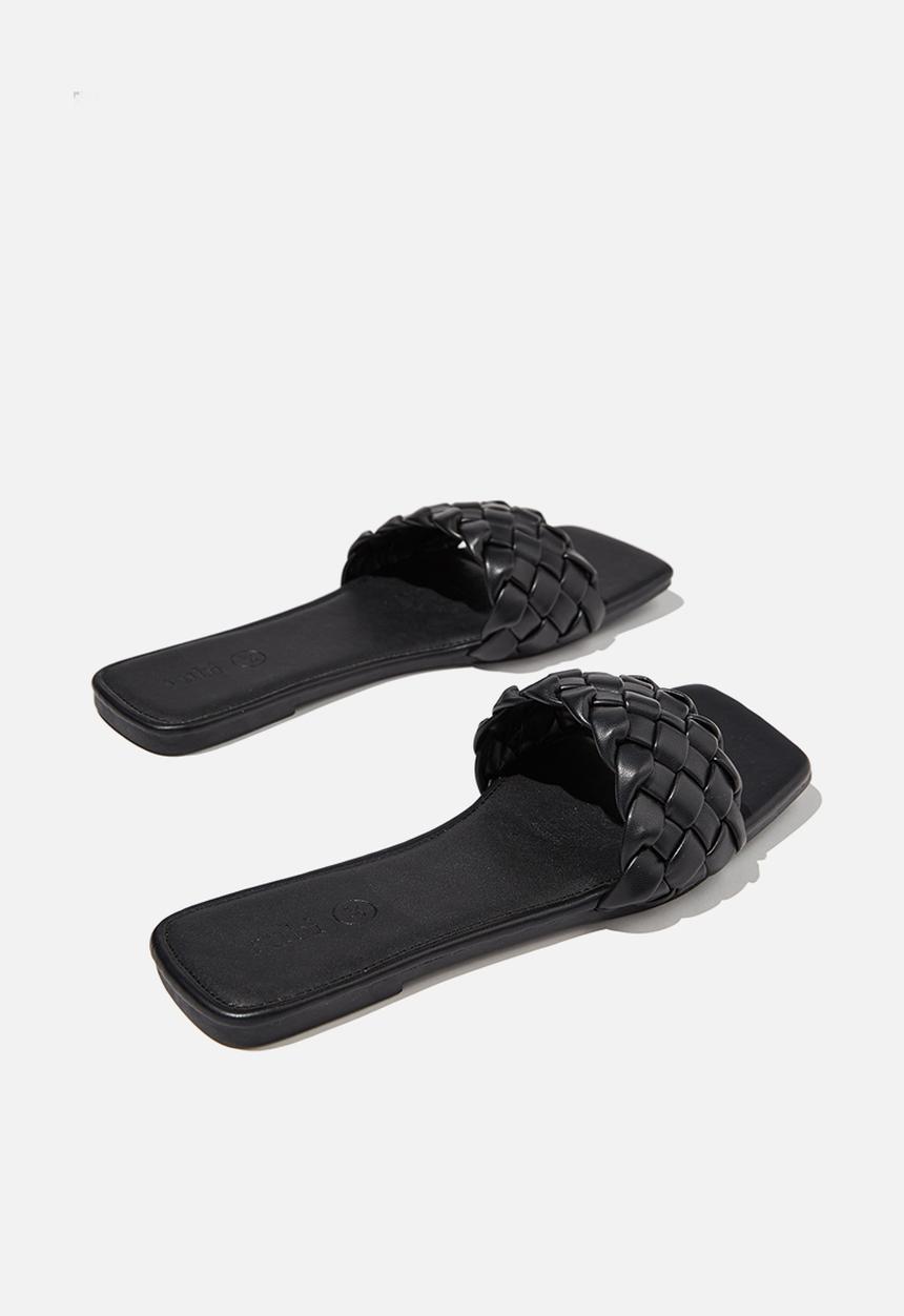 Cotton On - Harper braided slide - black pu