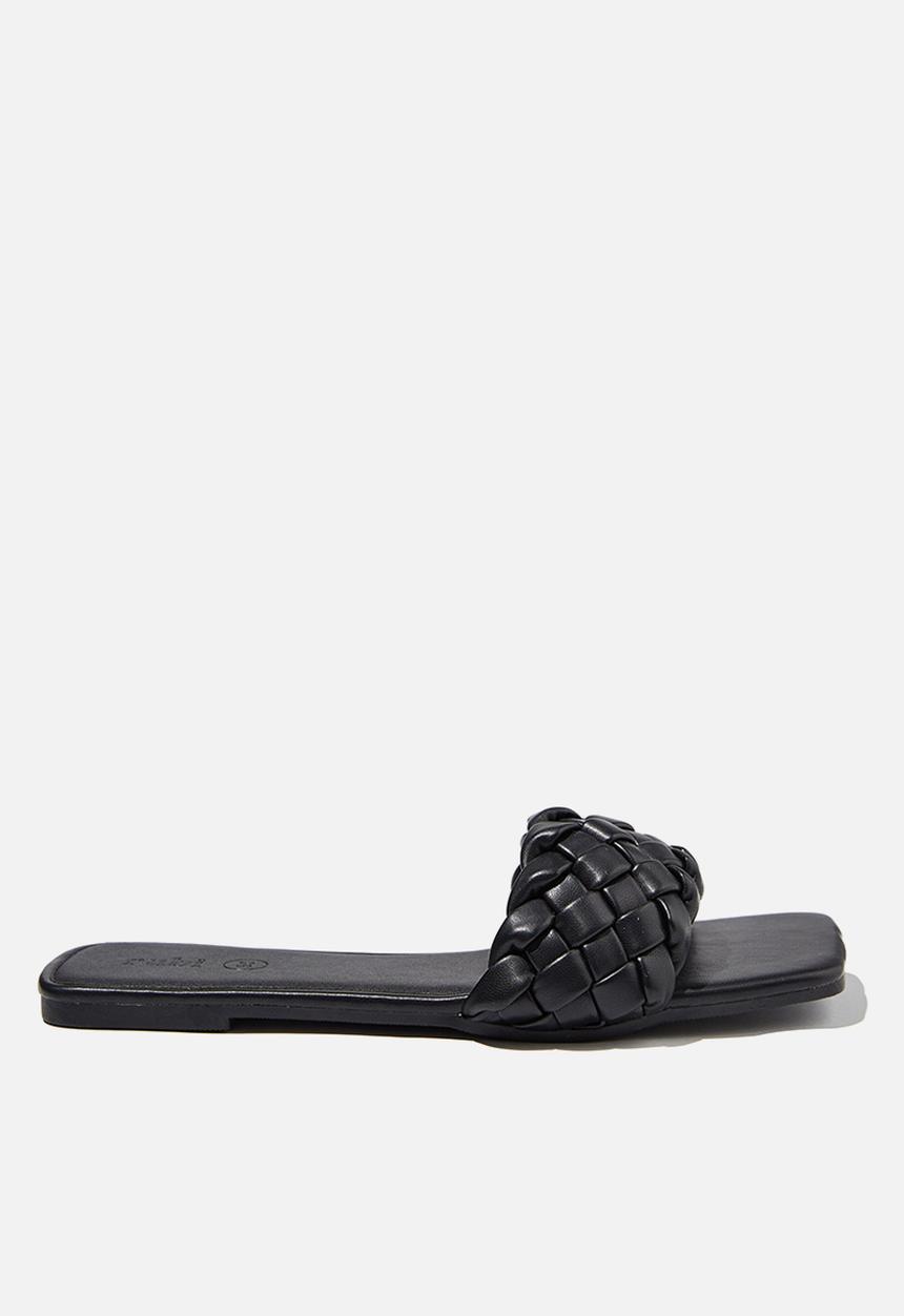 Cotton On - Harper braided slide - black pu